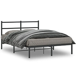 vidaXL Cadre de lit métal sans matelas avec tête de lit noir 135x190cm