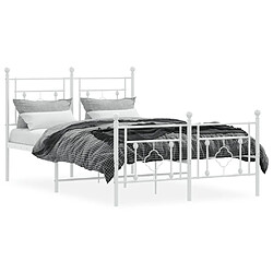 Avis vidaXL Cadre de lit métal sans matelas et pied de lit blanc 120x200 cm