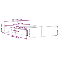 vidaXL Cadre de lit sans matelas chêne marron 120x190 cm pas cher
