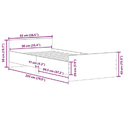 Acheter vidaXL Cadre de lit sans matelas blanc 90x200 cm bois d'ingénierie