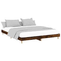 Avis vidaXL Cadre de lit sans matelas chêne fumé 150x200 cm bois ingénierie