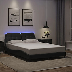 vidaXL Cadre de lit avec LED sans matelas noir 140x200 cm
