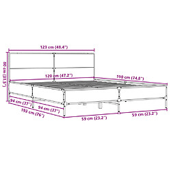 vidaXL Cadre de lit sans matelas chêne sonoma 120x190 cm pas cher