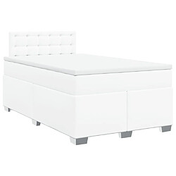 Avis vidaXL Sommier à lattes de lit avec matelas blanc 120x190cm similicuir