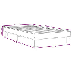 vidaXL Cadre de lit sans matelas chêne fumé 75x190 cm pas cher