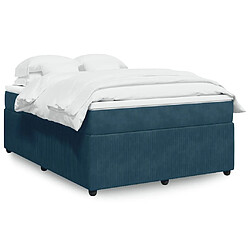 vidaXL Sommier à lattes de lit et matelas Bleu foncé 140x190cm Velours