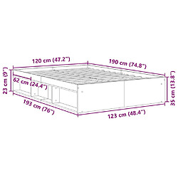 vidaXL Cadre de lit sans matelas chêne sonoma 120x190 cm pas cher