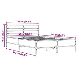 vidaXL Cadre de lit sans matelas chêne marron 135x190 cm pas cher