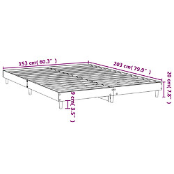 vidaXL Cadre de lit sans matelas chêne fumé 150x200 cm bois ingénierie pas cher