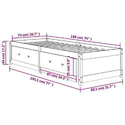 vidaXL Lit de jour sans matelas cire marron 75x190 cm pin massif pas cher