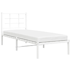 Acheter vidaXL Cadre de lit métal sans matelas avec tête de lit blanc 80x200cm