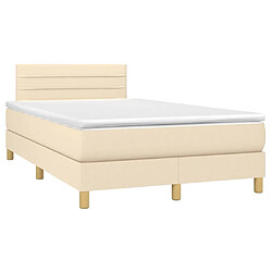 Avis vidaXL Sommier à lattes de lit matelas et LED crème 120x190 cm tissu