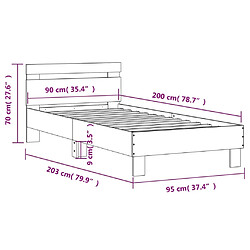 vidaXL Cadre de lit sans matelas avec lumières LED 90x200 cm pas cher
