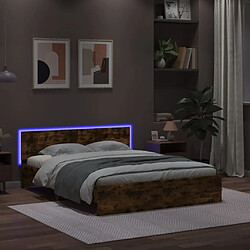 Acheter vidaXL Cadre de lit avec LED sans matelas chêne fumé 160x200 cm