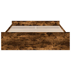 Acheter vidaXL Cadre de lit avec tiroirs sans matelas chêne fumé 140x200 cm