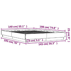 vidaXL Cadre de lit sans matelas chêne sonoma 140x190 cm pas cher