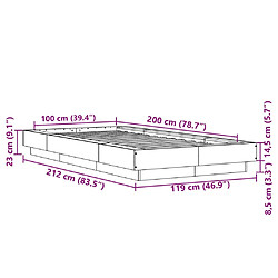 Acheter vidaXL Cadre de lit avec lumières LED sans matelas 100x200 cm