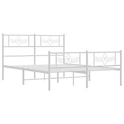 Avis vidaXL Cadre de lit métal sans matelas et pied de lit blanc 120x200 cm