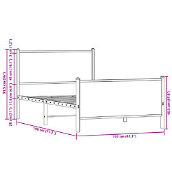 vidaXL Cadre de lit en métal sans matelas chêne marron 100x190 cm pas cher