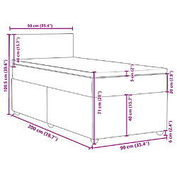vidaXL Sommier à lattes de lit avec matelas Marron foncé 90x200 cm pas cher