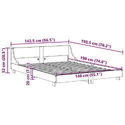 vidaXL Cadre de lit sans matelas 140x190 cm bois de pin massif pas cher