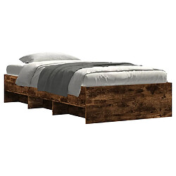 Avis vidaXL Cadre de lit sans matelas chêne fumé 75x190cm bois d'ingénierie