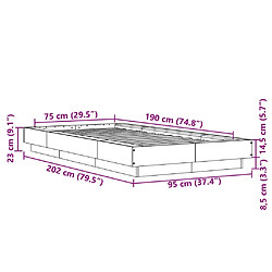 vidaXL Cadre de lit sans matelas sonoma gris 75x190 cm pas cher
