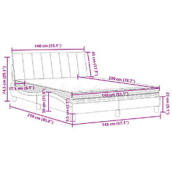 vidaXL Lit avec matelas Hanko gris clair 140x200 cm velours pas cher