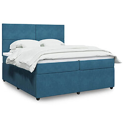 vidaXL Sommier à lattes de lit et matelas Bleu 200x200 cm velours