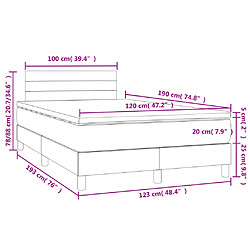 vidaXL Sommier à lattes de lit matelas et LED crème 120x190 cm tissu pas cher