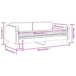 vidaXL Lit de jour avec matelas noir 90x200 cm tissu pas cher