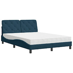 Avis vidaXL Lit avec matelas bleu 140x200 cm velours