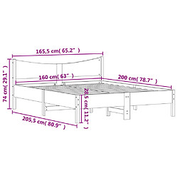 vidaXL Cadre de lit sans matelas 160x200 cm bois massif de pin pas cher