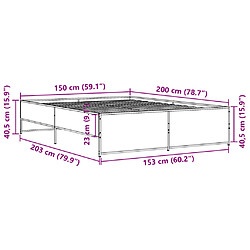 vidaXL Cadre de lit sans matelas chêne marron 150x200 cm pas cher