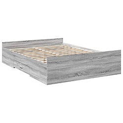 Avis vidaXL Cadre de lit avec tiroirs sans matelas sonoma gris 135x190 cm