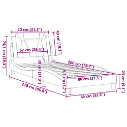 vidaXL Cadre de lit Viana avec LED sans matelas marron 80x200 cm pas cher