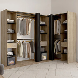 IDMarket Dressing Double XXL MERYL 220 Cm Hêtre Avec Porte Pantalons + étagères + Tiroirs + Rangements à Chaussures Et Noir Dès 249,99 € - Sur