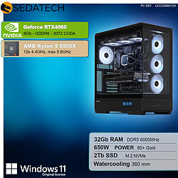 Sedatech PC Gamer XL Vision • AMD Ryzen 9 9900X • RTX4060 • 32Go DDR5 • 2To SSD M.2 • Windows 11