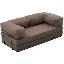 Hanah Home Canapé chauffeuse 3 places en chenille Comfort gris.