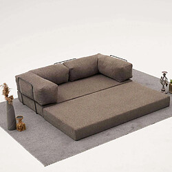 Hanah Home Canapé chauffeuse 3 places en chenille Comfort gris.