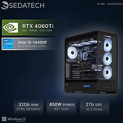 Sedatech PC Gamer, Intel i5-14400F, RTX4060Ti, 32Go DDR5, 2To SSD, Win 11