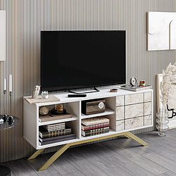 Decorotika Meuble TV North - 130 cm Blanc vintage