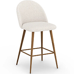 ICONIK INTERIOR Tabouret En Bouclette Fausse Fourrure Tapissée - Boucles Blanches - Design scandinave - 66cm - Evelyne Blanc