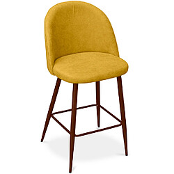 ICONIK INTERIOR Tabouret rembourré en tissu - Design scandinave - 66cm- Evelyne Jaune Clair pas cher