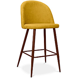 ICONIK INTERIOR Tabouret rembourré en tissu - Design scandinave - 66cm- Evelyne Jaune