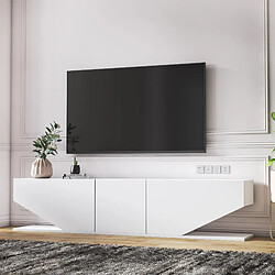 Decorotika Meuble TV Incia de 180 cm avec 3 Armoires (Blanc brillant)