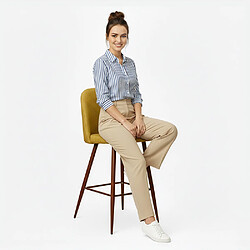 Avis ICONIK INTERIOR Tabouret rembourré en tissu - Design scandinave - 66cm- Evelyne Jaune Clair