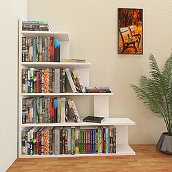 Decorotika Bibliothèque échelle 120 cm et 5 étagères, design reversible, blanc