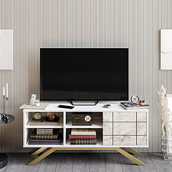 Decorotika Meuble TV North - 130 cm Blanc vintage