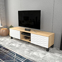 Decorotika Lukas Meuble TV - Chêne et Blanc - 150 cm